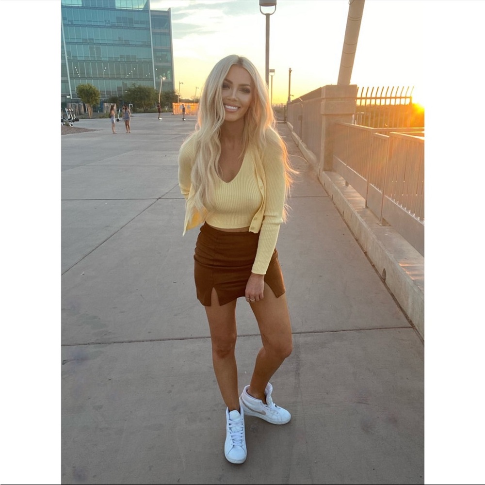 Yellow Cardigan sweater and camisole set size small